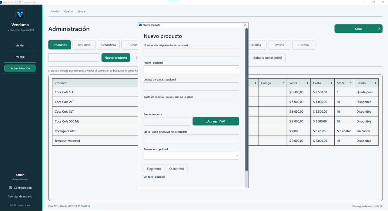 Formulario de producto